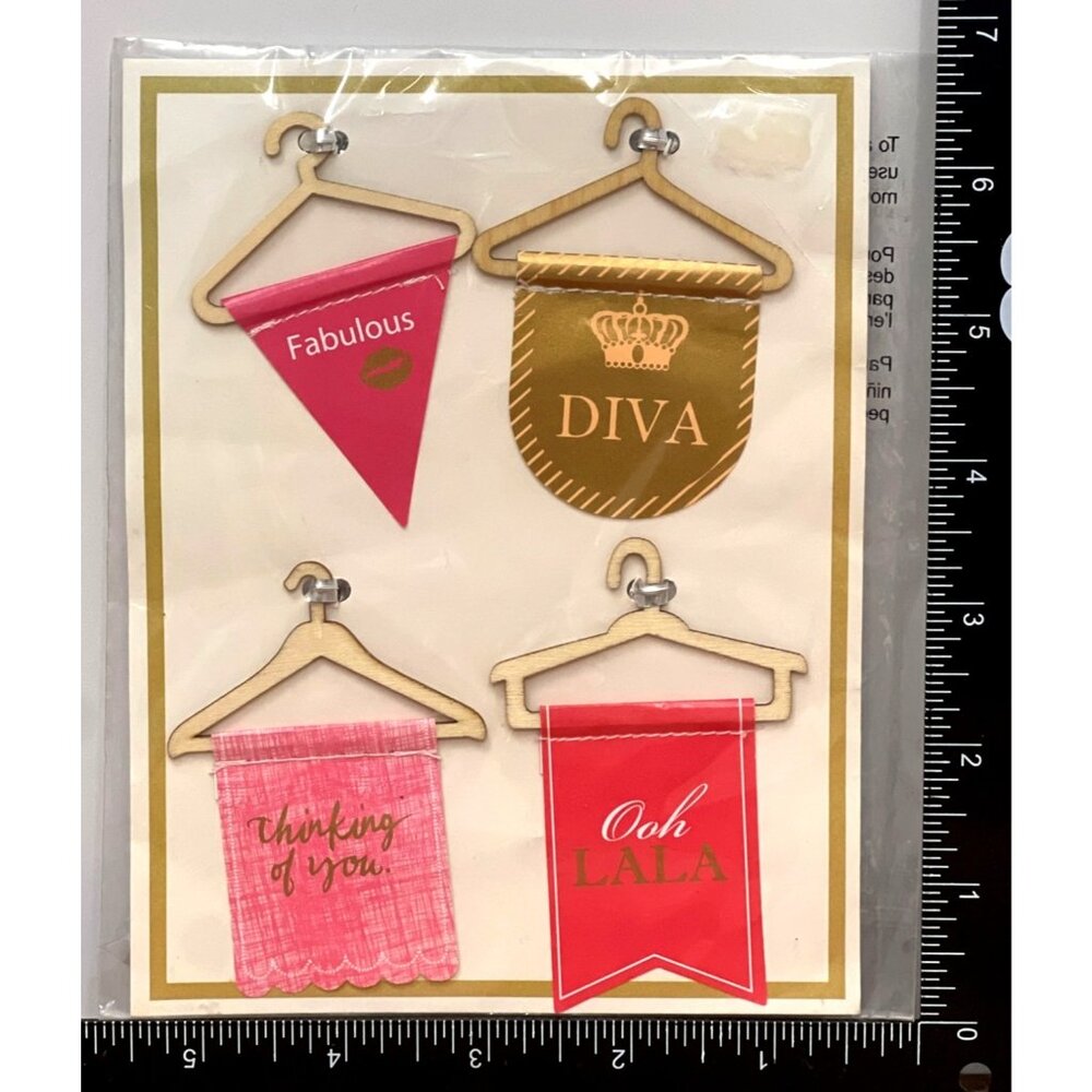 DIVA 4 Piece Embellishment Set W Hanger BANNER BY MICHAELS THINKING OF YOU GIRLY